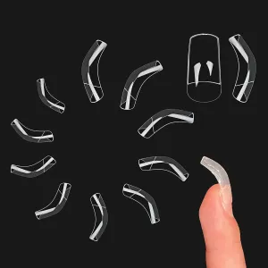 500 pcs Hawk Curved Transparent Clear Cystal Extra Super Extreme Deep Curve Half Cover Short Square Tapered Eagle Claw False Nail Extension Tips Acrylic Nail 10 Sizes Bag Packaging
