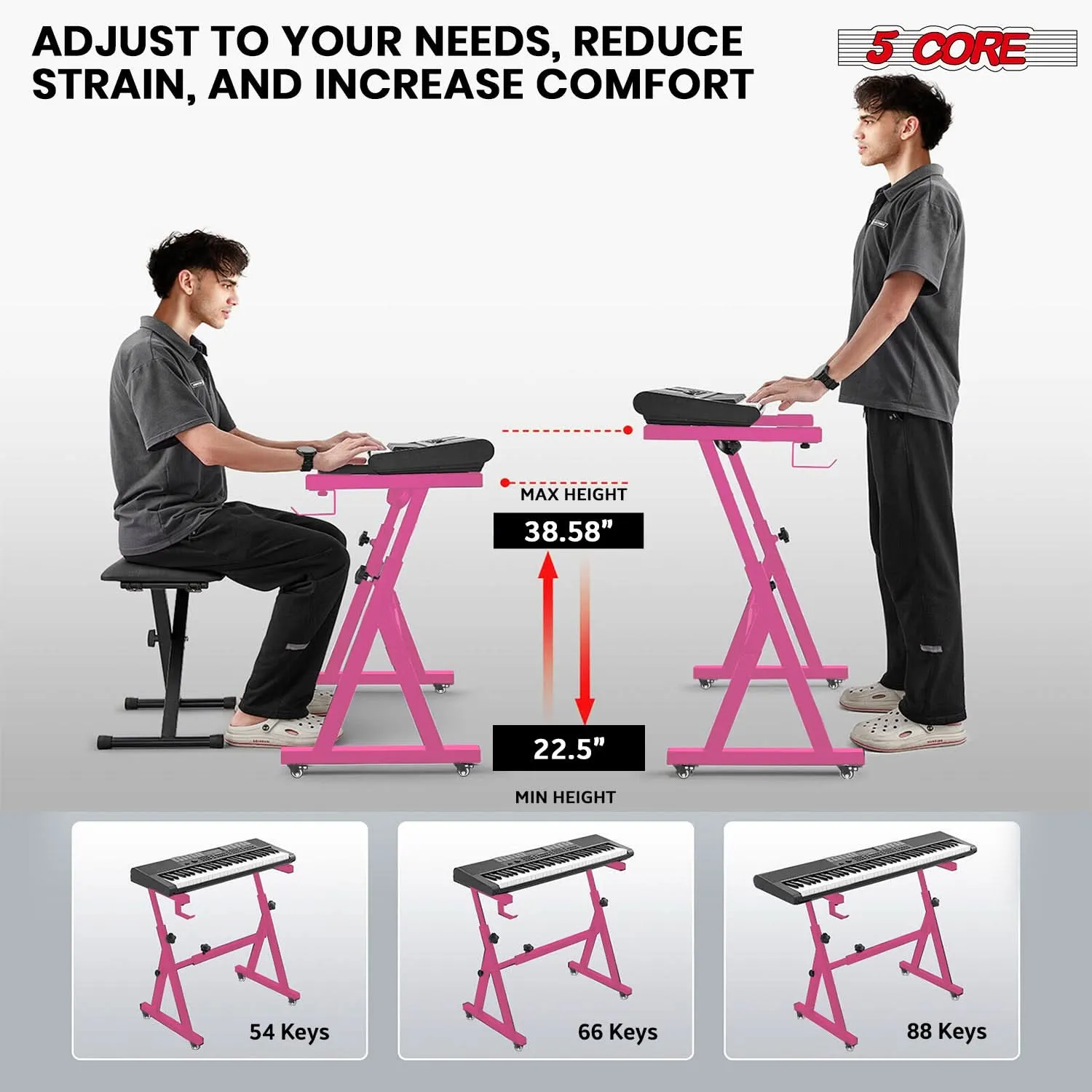 5Core Keyboard Stand Z Style Sturdy Adjustable Electric Piano Riser