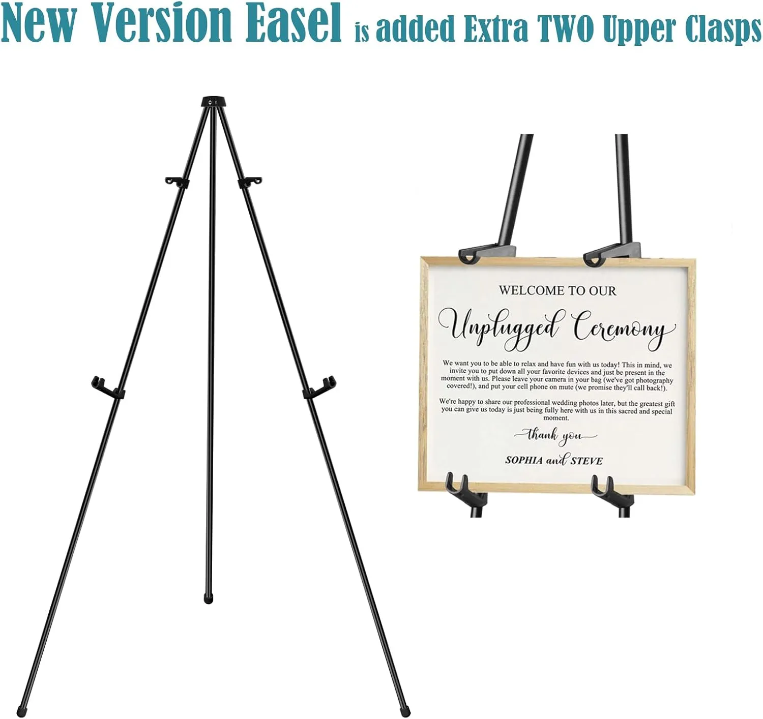 63" Instant Easels Stand for Wedding Sign & Posters,Adjustable Metal Easels for Display Painting Canvas,Folding Tripod with Portable Bag by JoyYeux,Black 3Pack