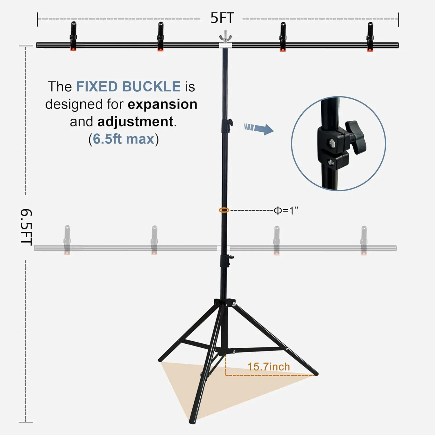 6.5 x 5ft T-Shaped Backdrop Stand with Abstract Light Blue 6.5 x 5ft Professional Photography Backdrop,Adjustable Backdrop Stand Kit with 4 Spring Clamps,Portable Handbag (2 in 1)