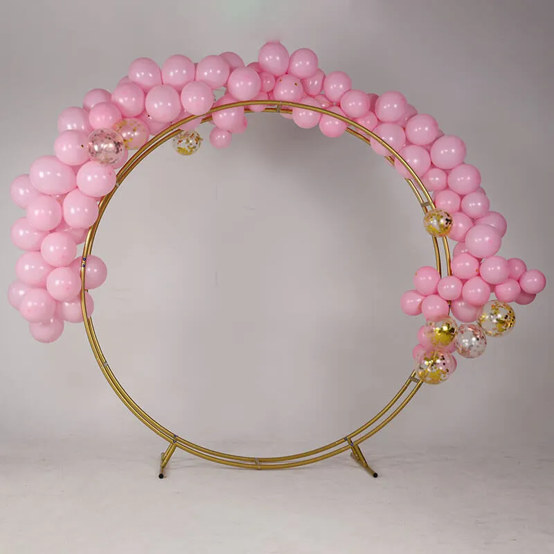 6.5ft Gold Wedding Arch Backdrop Stand Double Layer Round Stand Party Decoration