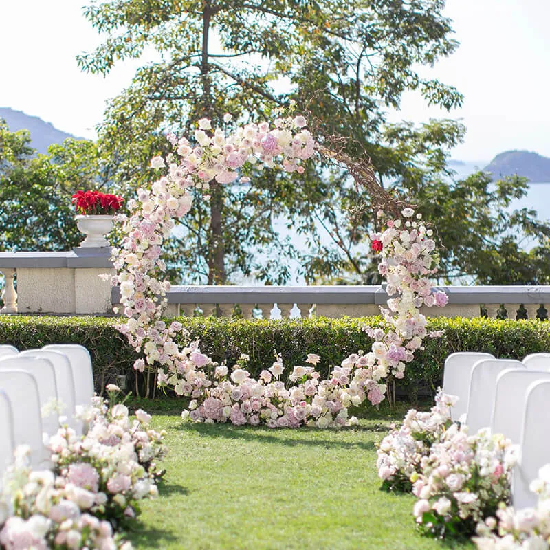 6.5ft Gold Wedding Arch Backdrop Stand Double Layer Round Stand Party Decoration