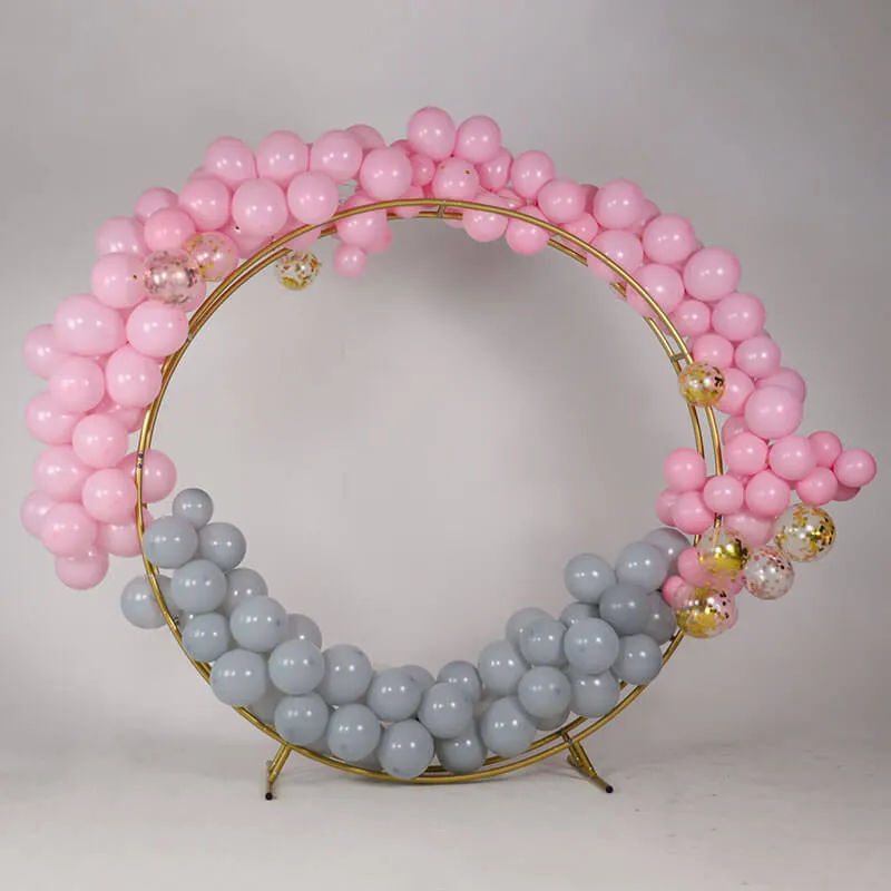 6.5ft Gold Wedding Arch Backdrop Stand Double Layer Round Stand Party Decoration