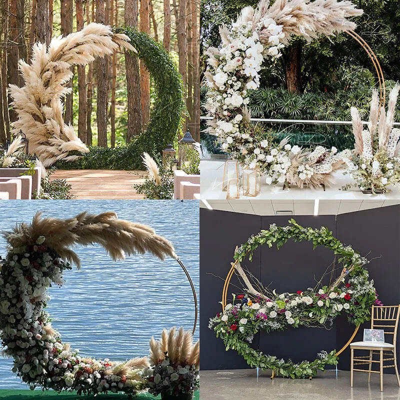 6.5ft Gold Wedding Arch Backdrop Stand Double Layer Round Stand Party Decoration