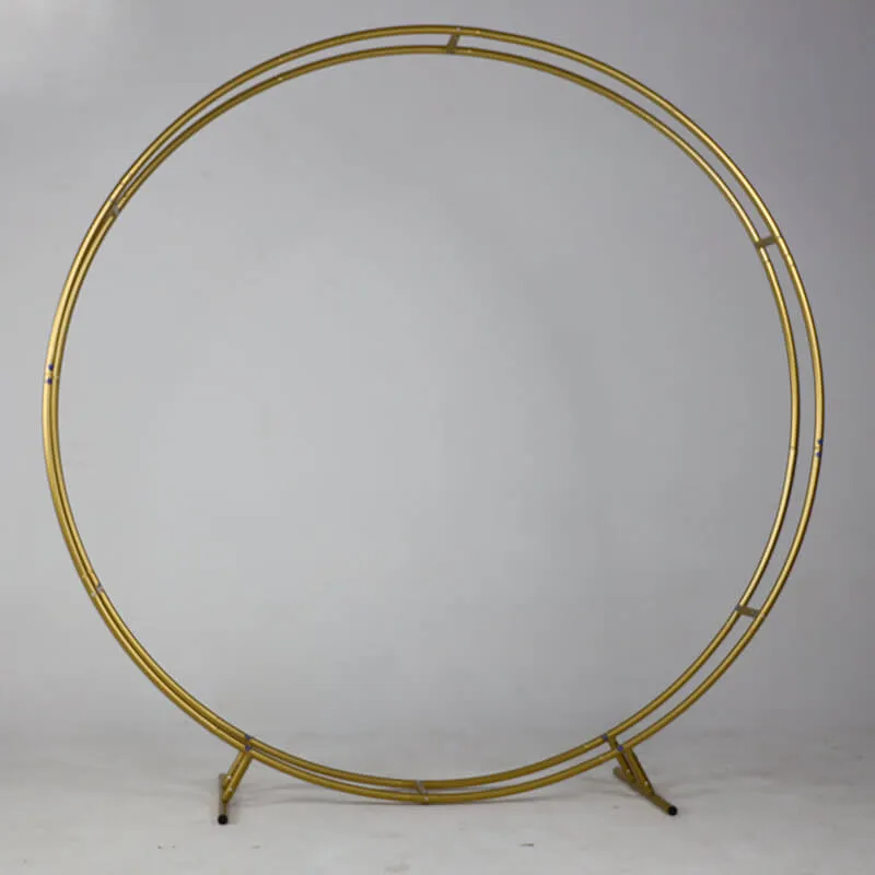 6.5ft Gold Wedding Arch Backdrop Stand Double Layer Round Stand Party Decoration