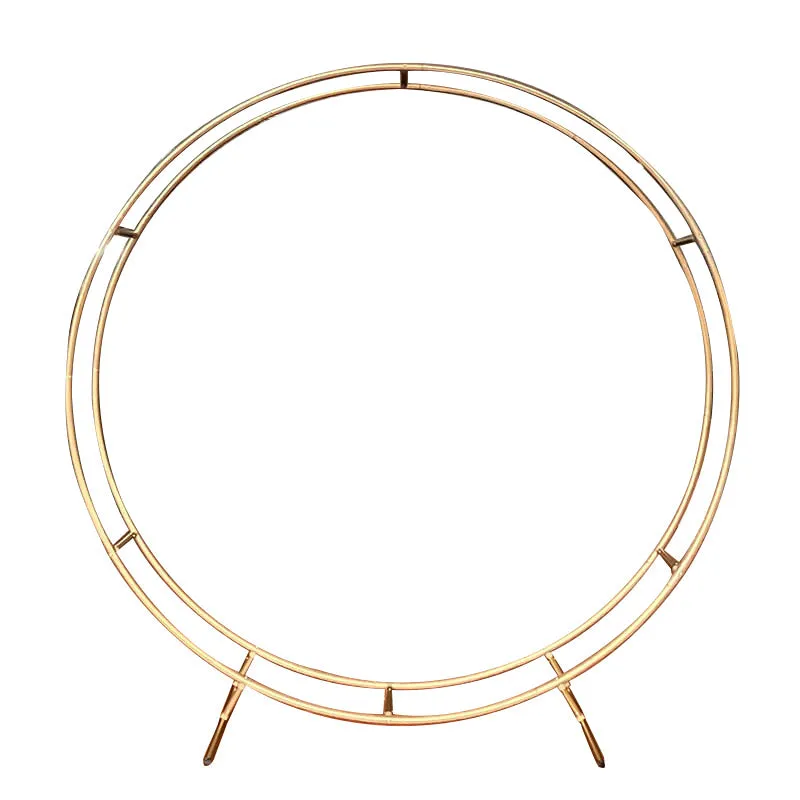 6.5ft Gold Wedding Arch Backdrop Stand Double Layer Round Stand Party Decoration