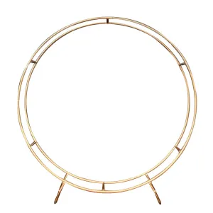 6.5ft Gold Wedding Arch Backdrop Stand Double Layer Round Stand Party Decoration