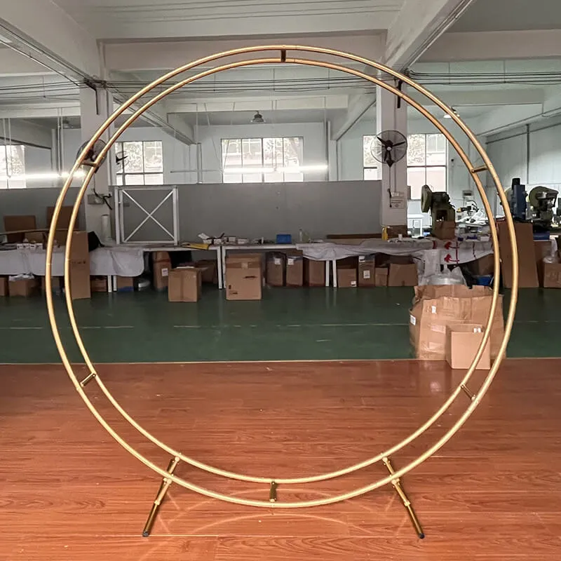 6.5ft Gold Wedding Arch Backdrop Stand Double Layer Round Stand Party Decoration