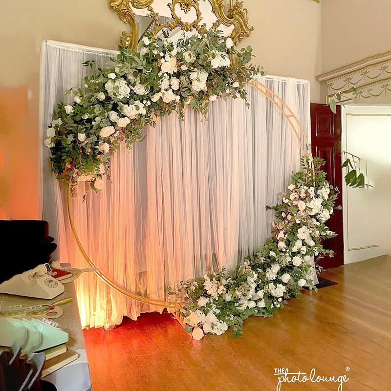 6.5ft Gold Wedding Arch Backdrop Stand Double Layer Round Stand Party Decoration