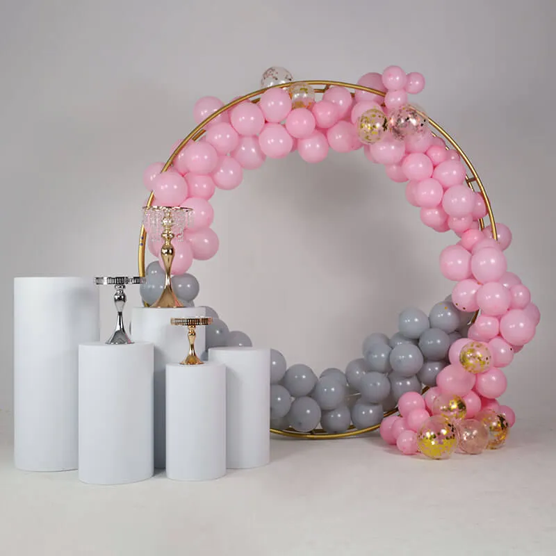 6.5ft Gold Wedding Arch Backdrop Stand Double Layer Round Stand Party Decoration