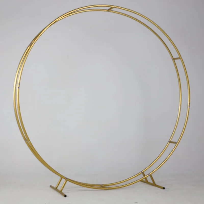 6.5ft Gold Wedding Arch Backdrop Stand Double Layer Round Stand Party Decoration