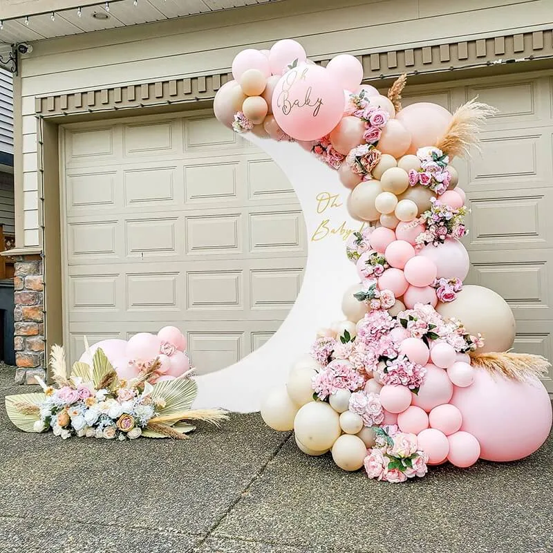 6.5ft Portable Crescent Moon Shape Stand for Baby Showers & Birthday & Wedding Events