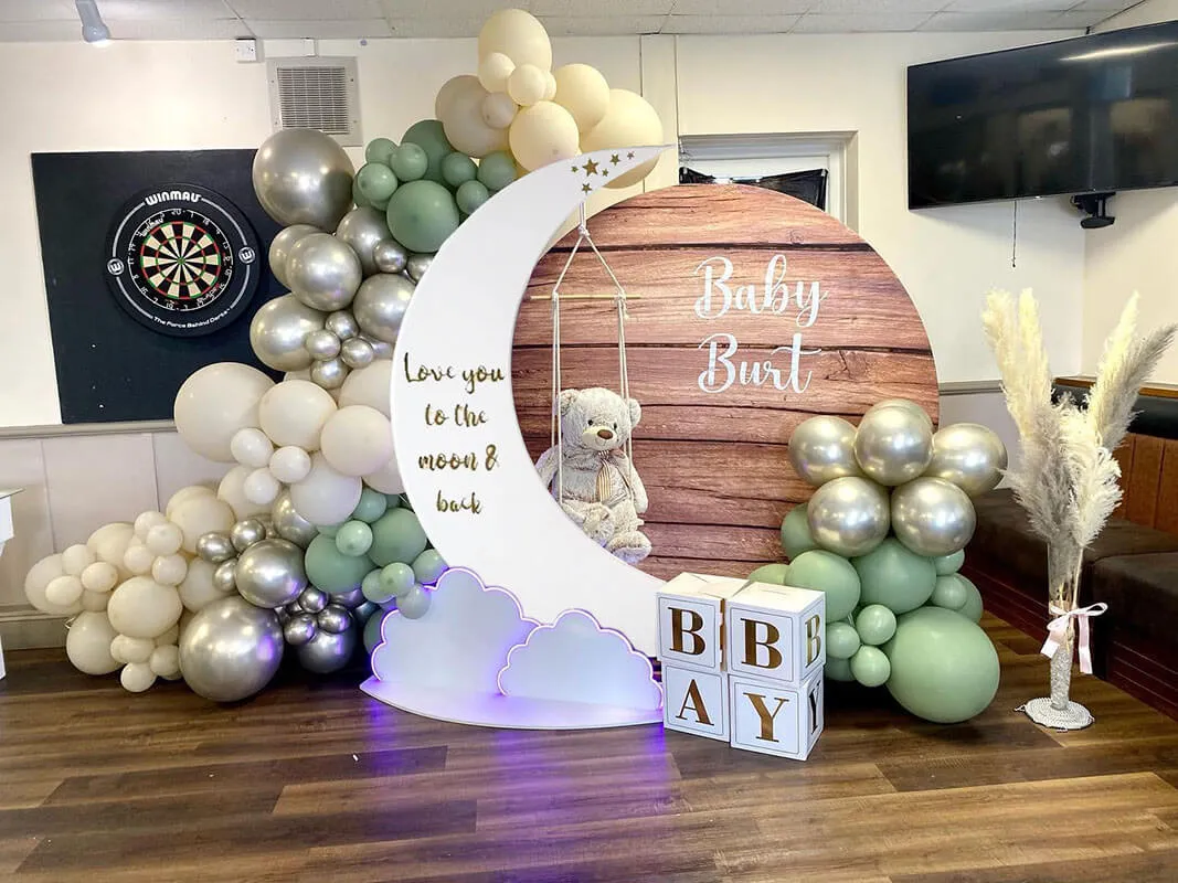 6.5ft Portable Crescent Moon Shape Stand for Baby Showers & Birthday & Wedding Events