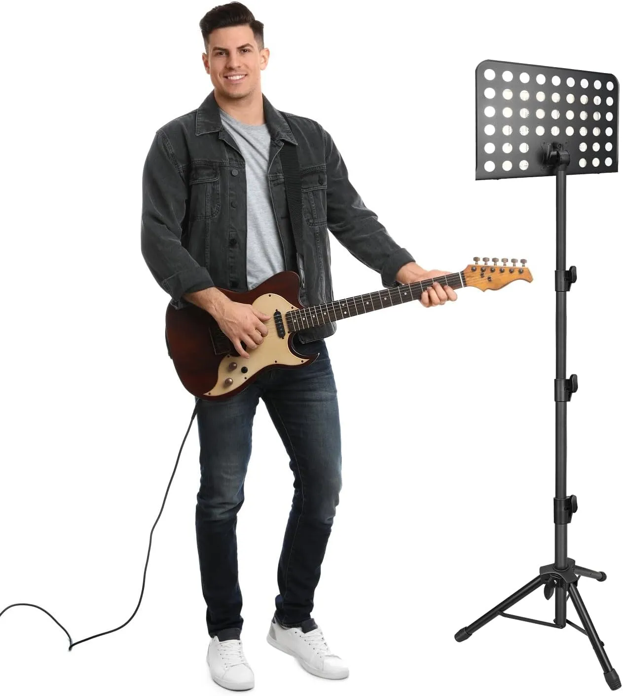 70in Sheet Music Stand, Heightened Music Stand, Adjustable Music Sheet Stand Portable Folding with Carry Bag for Guitar, Ukulele, Violin Players(Higher Version, 1 pack)