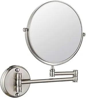 8-inch Two-Sided Swivel Wall Mounted Mirror Extending Folding Bathroom Shaving Cosmetic Make Up Mirror (Color : Nickel Brushed, Size : 1X/5X)