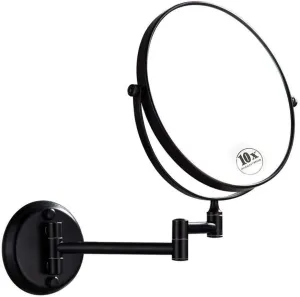 8 Inch Wall Mounted Makeup Mirror 1X/10X Magnifying, Double Sided 360° Swivel Extendable Shaving Cosmetic Mirror Round Vanity Mirror for Bathroom Hotels, Black