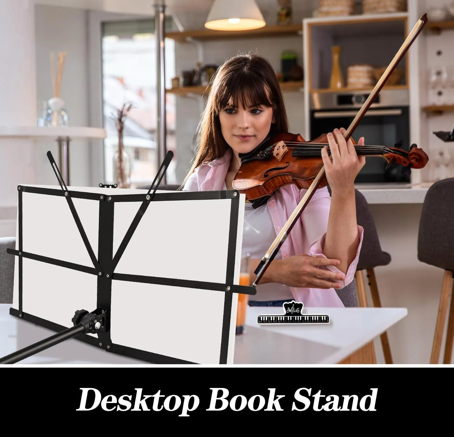 8 Pack Music Stand, 2 in 1 Dual-Use Folding Sheet Music Stand, Lightweight Portable Adjustable Desktop Book Stand with Music Sheet Clip Holder & Carrying Bag(8 Pack Black)