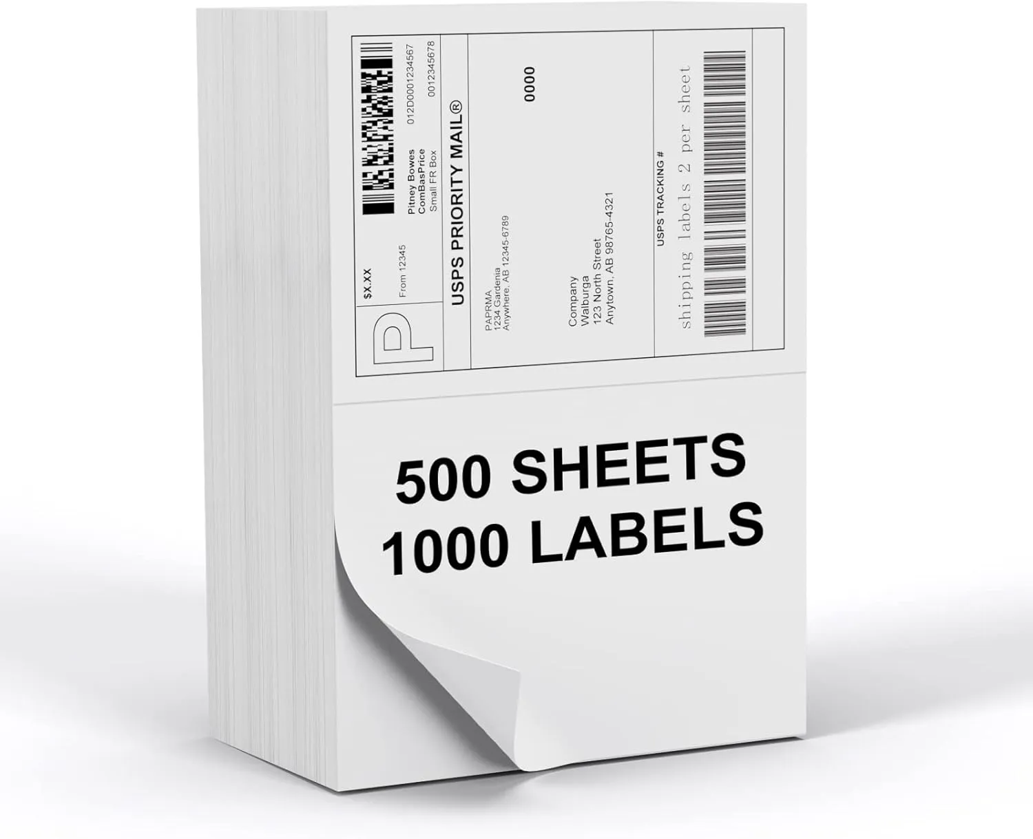 8.5" x 5.5" Shipping Labels 1000 Labels, PAPRMA Half Sheet Shipping Mailing Labels for Laser & Inkjet Printers, Self-Adhesive Large Shipping Labels 2 Per Page - Square Corner Labels Blank (500 Sheets)
