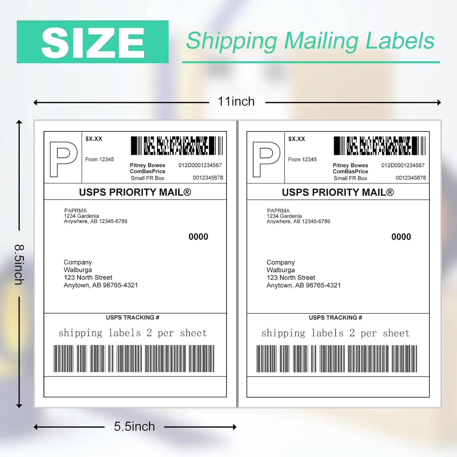 8.5" x 5.5" Shipping Labels 1000 Labels, PAPRMA Half Sheet Shipping Mailing Labels for Laser & Inkjet Printers, Self-Adhesive Large Shipping Labels 2 Per Page - Square Corner Labels Blank (500 Sheets)