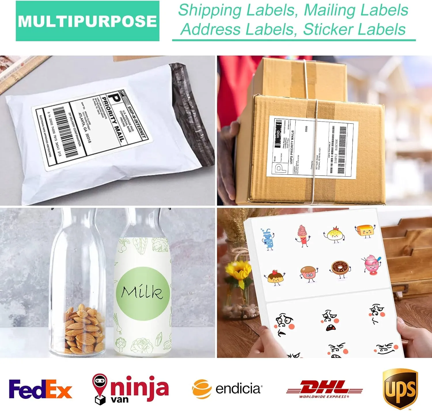 8.5" x 5.5" Shipping Labels 1000 Labels, PAPRMA Half Sheet Shipping Mailing Labels for Laser & Inkjet Printers, Self-Adhesive Large Shipping Labels 2 Per Page - Square Corner Labels Blank (500 Sheets)