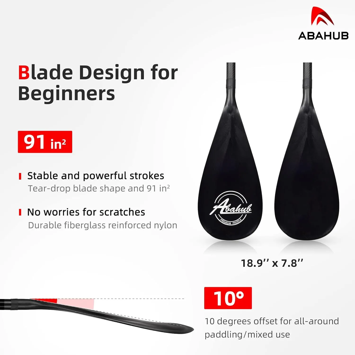 Abahub Carbon Fiber SUP Paddles, 1 x 3 Section Adjustable 67" - 86" Carbon Fiber Shaft, Lightweight Stand-up Paddle Oars for Paddleboards, with a Carrying Bag