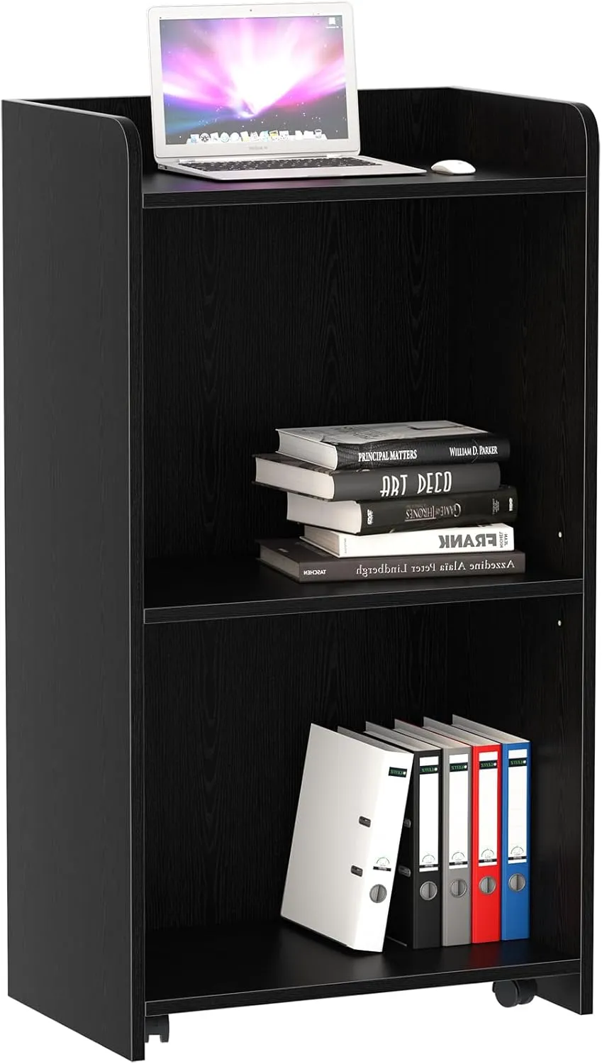 aboxoo Podium Stand - Portable Podium Stand with 4 Rolling Wheels, Pulpits for Churches with Adjustable Shelf, Hostess Stand, Mobile Teacher lecterns & podiums for Church, Classroom, Office (Black)