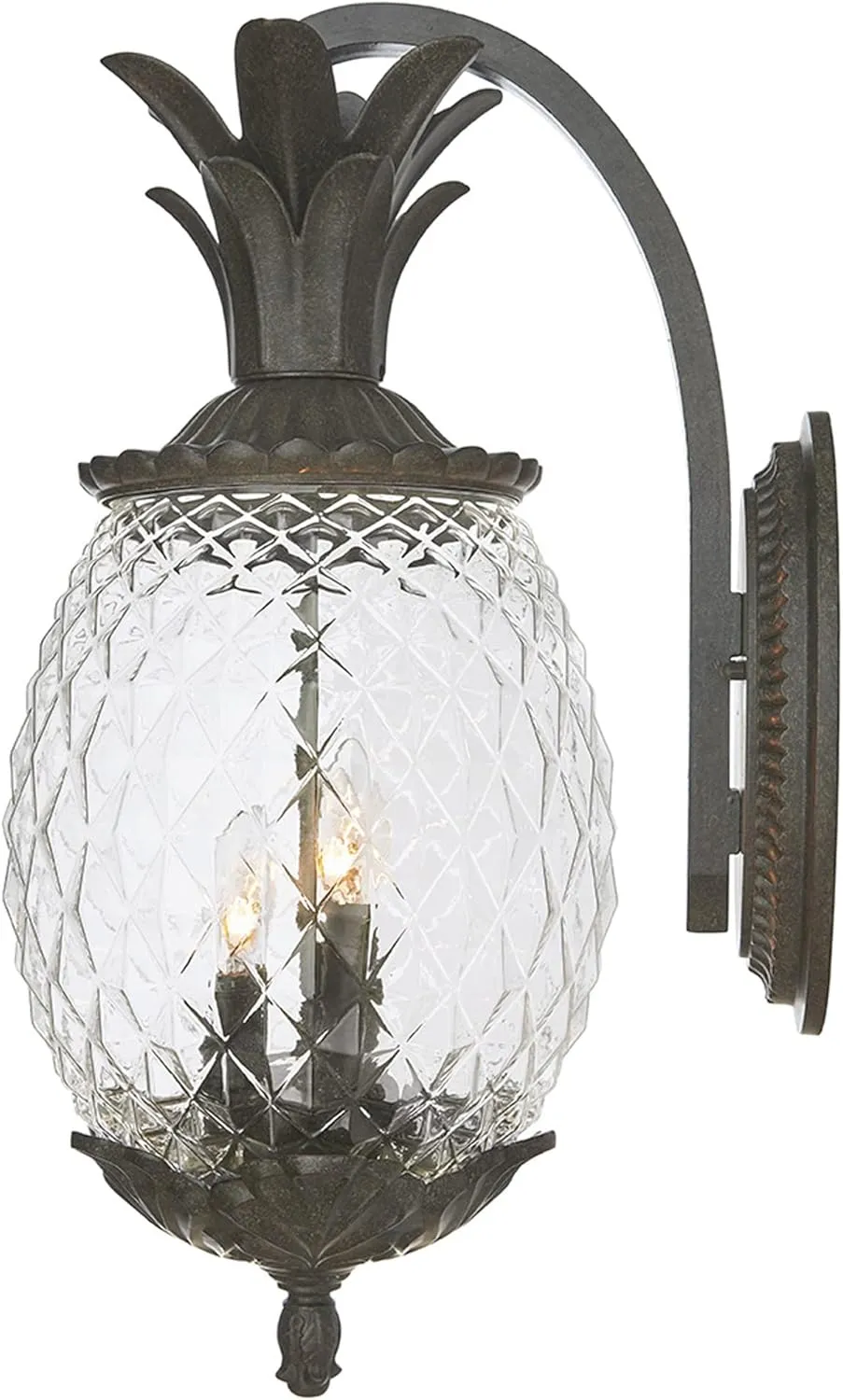 Acclaim Lighting | 7512BC | Lanai Collection | Large Outdoor Wall Mounted Pineapple Dimmable Lantern | Durable Anti-Rust Cast Aluminum | Three Light in Black Coral | Showcases Style and Hospitality