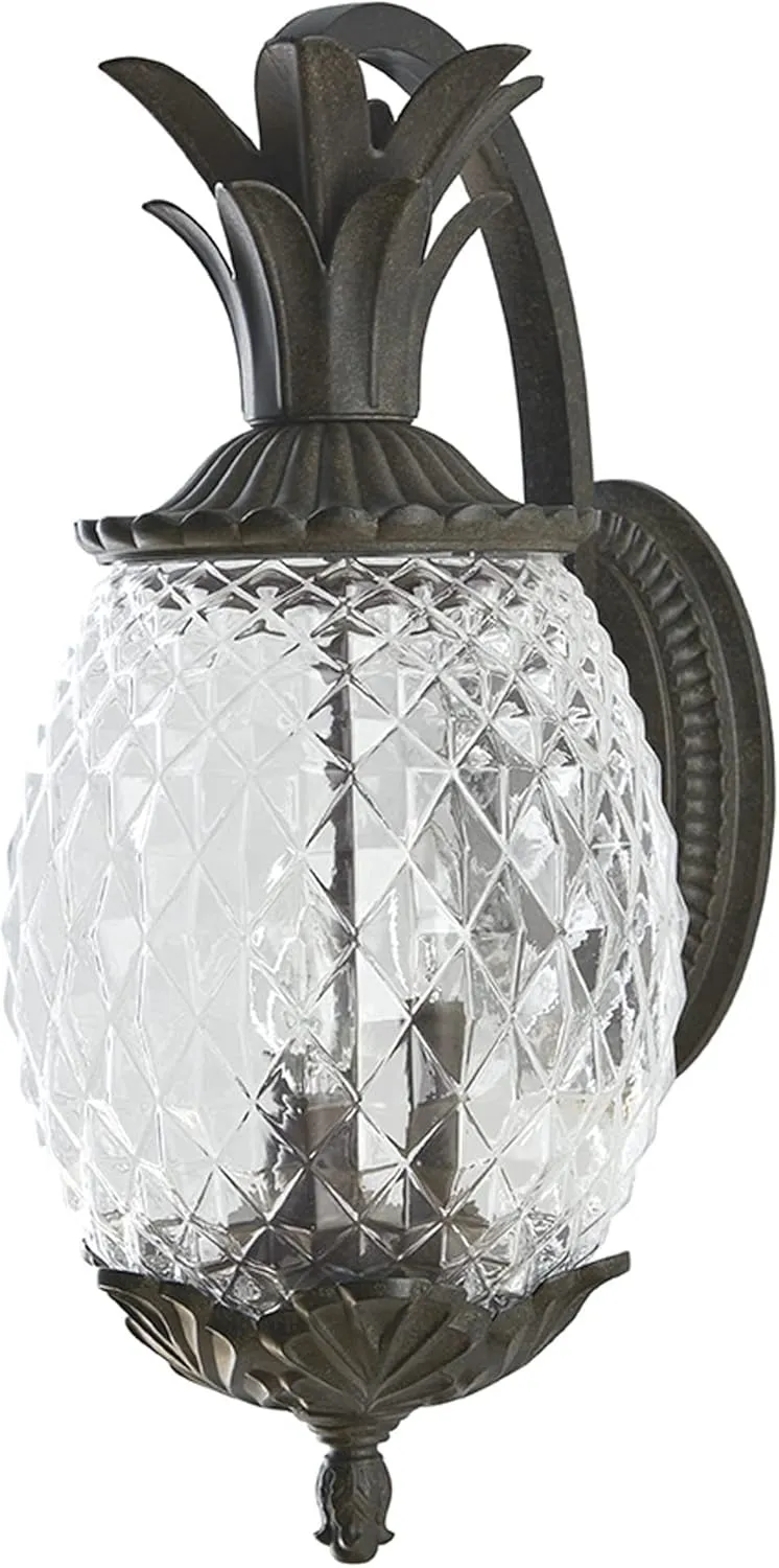 Acclaim Lighting | 7512BC | Lanai Collection | Large Outdoor Wall Mounted Pineapple Dimmable Lantern | Durable Anti-Rust Cast Aluminum | Three Light in Black Coral | Showcases Style and Hospitality