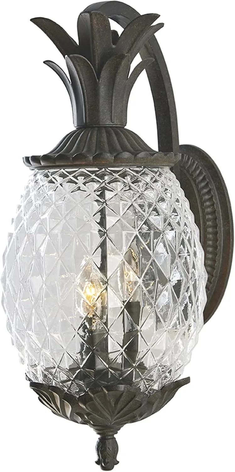 Acclaim Lighting | 7512BC | Lanai Collection | Large Outdoor Wall Mounted Pineapple Dimmable Lantern | Durable Anti-Rust Cast Aluminum | Three Light in Black Coral | Showcases Style and Hospitality