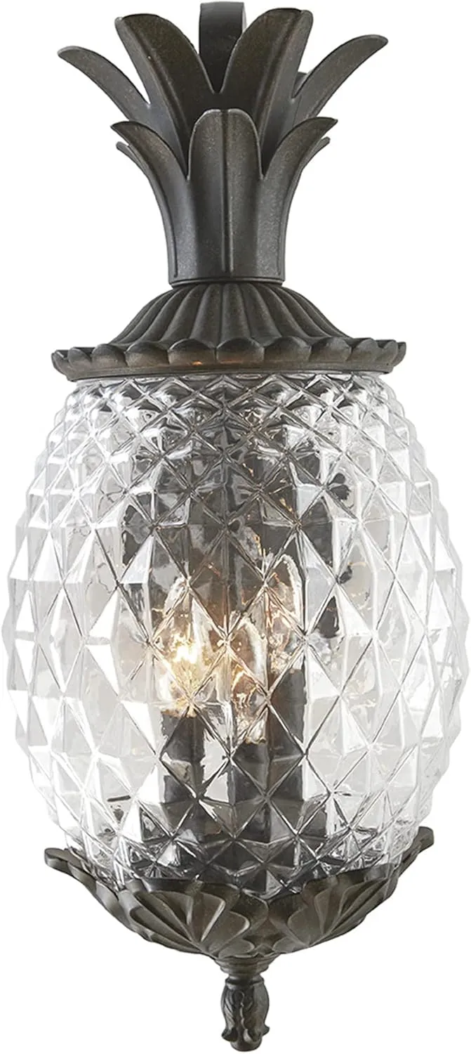 Acclaim Lighting | 7512BC | Lanai Collection | Large Outdoor Wall Mounted Pineapple Dimmable Lantern | Durable Anti-Rust Cast Aluminum | Three Light in Black Coral | Showcases Style and Hospitality