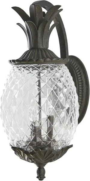 Acclaim Lighting | 7512BC | Lanai Collection | Large Outdoor Wall Mounted Pineapple Dimmable Lantern | Durable Anti-Rust Cast Aluminum | Three Light in Black Coral | Showcases Style and Hospitality