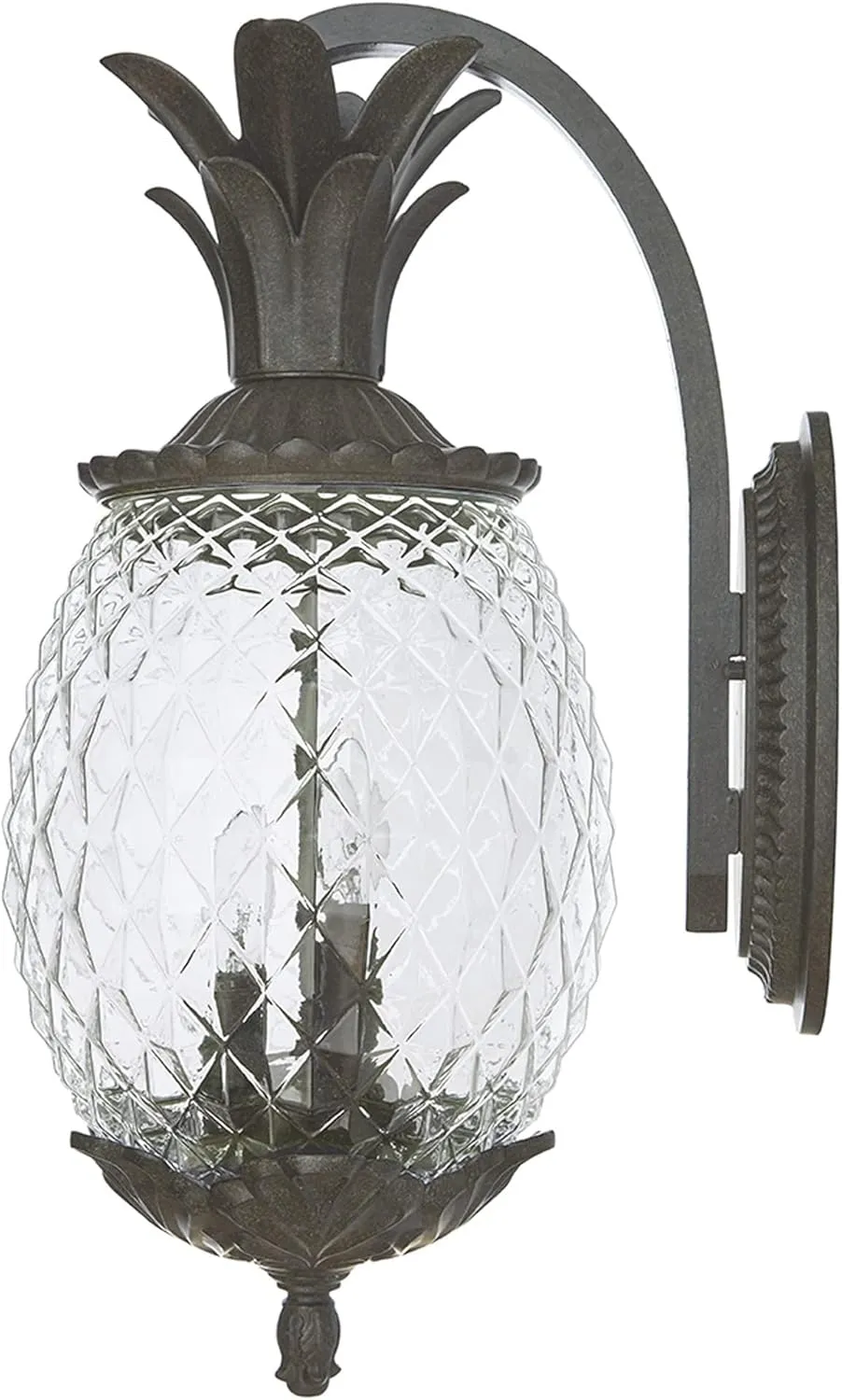 Acclaim Lighting | 7512BC | Lanai Collection | Large Outdoor Wall Mounted Pineapple Dimmable Lantern | Durable Anti-Rust Cast Aluminum | Three Light in Black Coral | Showcases Style and Hospitality