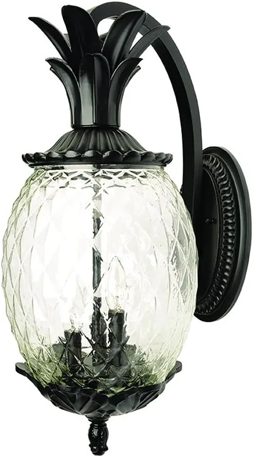 Acclaim Lighting | 7512BK | Lanai Collection | Large Outdoor Wall Mounted Pineapple Dimmable Lantern | Durable Anti-Rust Cast Aluminum | Three Light in Matte Black | Showcases Style and Hospitality