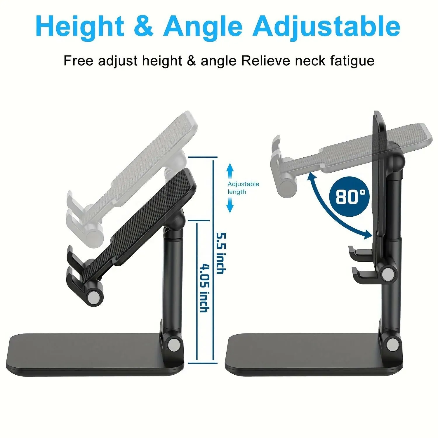 Adjustable & Foldable Mobile Phone Stand (Black)