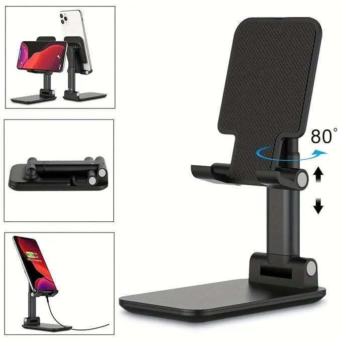 Adjustable & Foldable Mobile Phone Stand (Black)