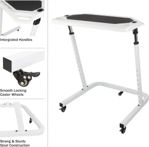 Adjustable Bike Desk - Rolling Laptop Cart for Stationary Bike or Trainer - Exercise While Working or Watching TV - Standing Desk