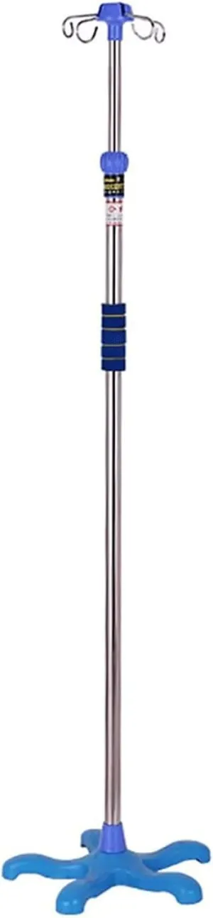 Adjustable Height Medical Infusion Stand, Stainless Steel Pole Drip Bag Holder with 4 Hooks for Hospital & Home Use, IV Stand for Medication & Fluid Delivery