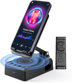 AIKELA Bluetooth Speaker with Video Scrolling Remote and Phone Stand, Phone Speaker Amplifier, Stereo Sound, Adjustable Holder, Gifts for Men Women Teens