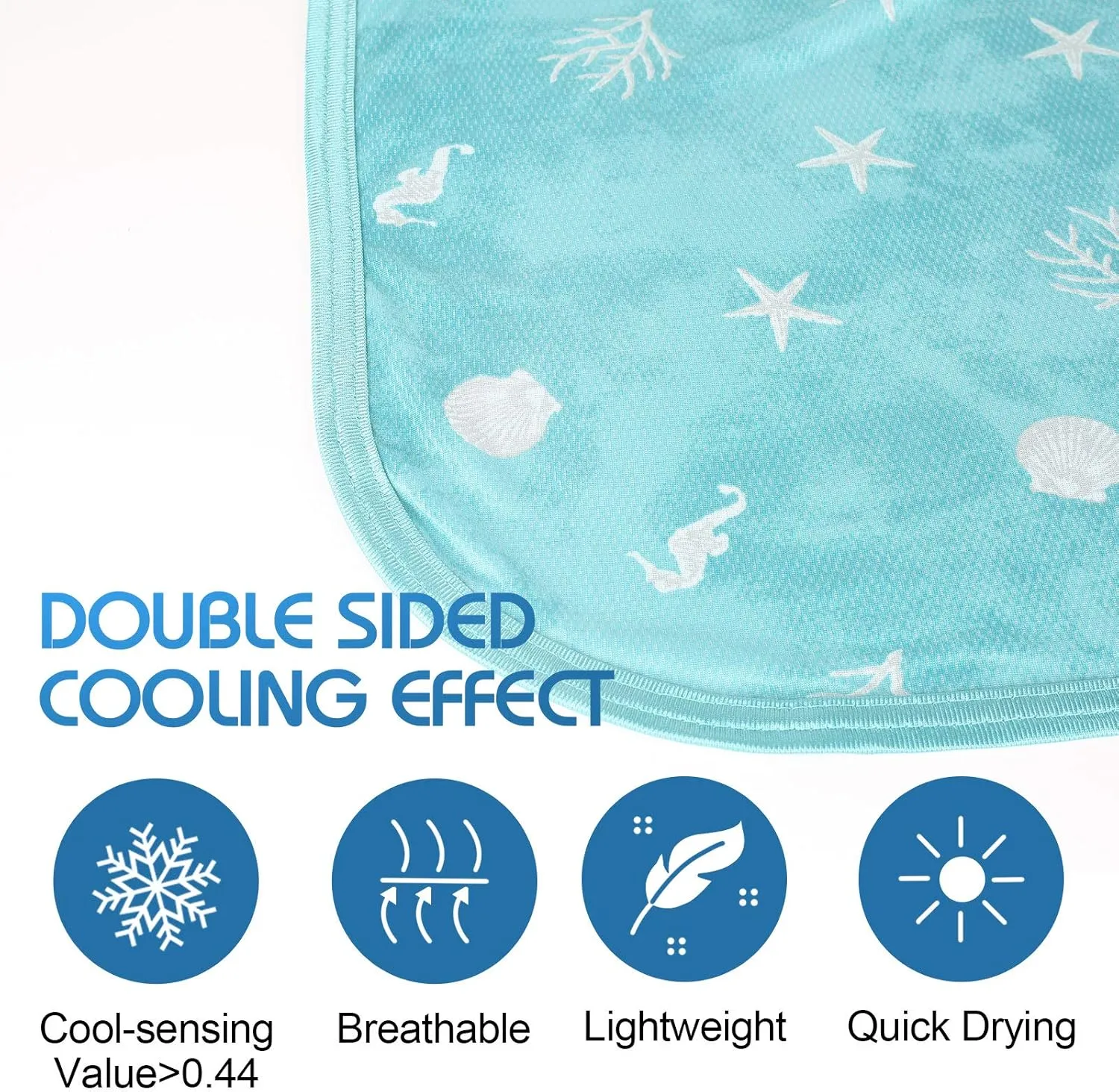 Ailemei Direct Cooling Blanket with Double Sided Cold Effect, Lightweight Breathable Summer Oversize Coastal Theme Bed Blankets, Transfer Heat to Keep Body Cool for Hot Sleepers Night Sweats, 90“x90”