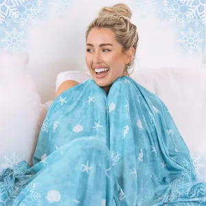 Ailemei Direct Cooling Blanket with Double Sided Cold Effect, Lightweight Breathable Summer Oversize Coastal Theme Bed Blankets, Transfer Heat to Keep Body Cool for Hot Sleepers Night Sweats, 90“x90”