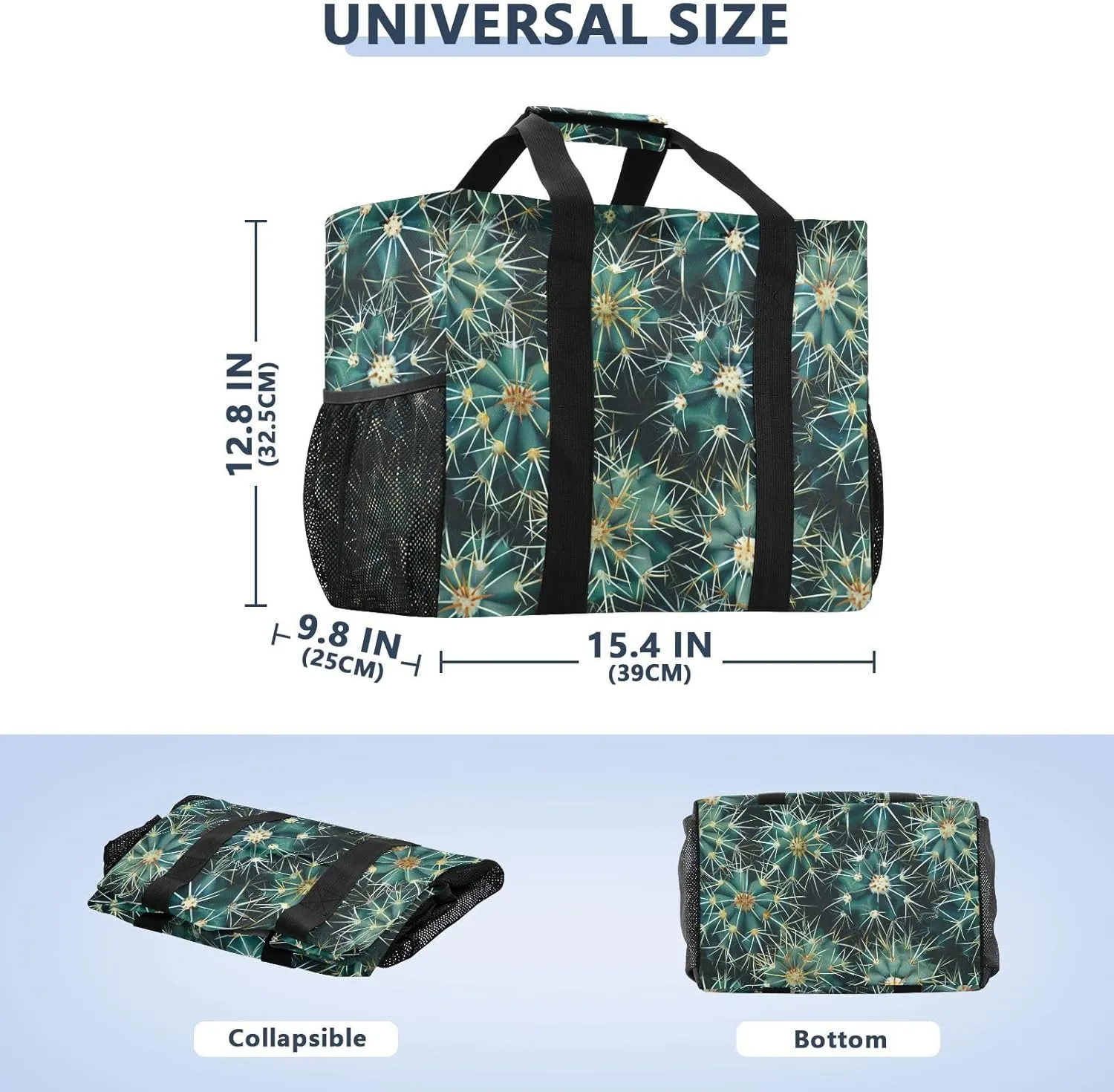 ALAZA Cacti Succulents Floral Tropical Waterproof Beach Tote Bags