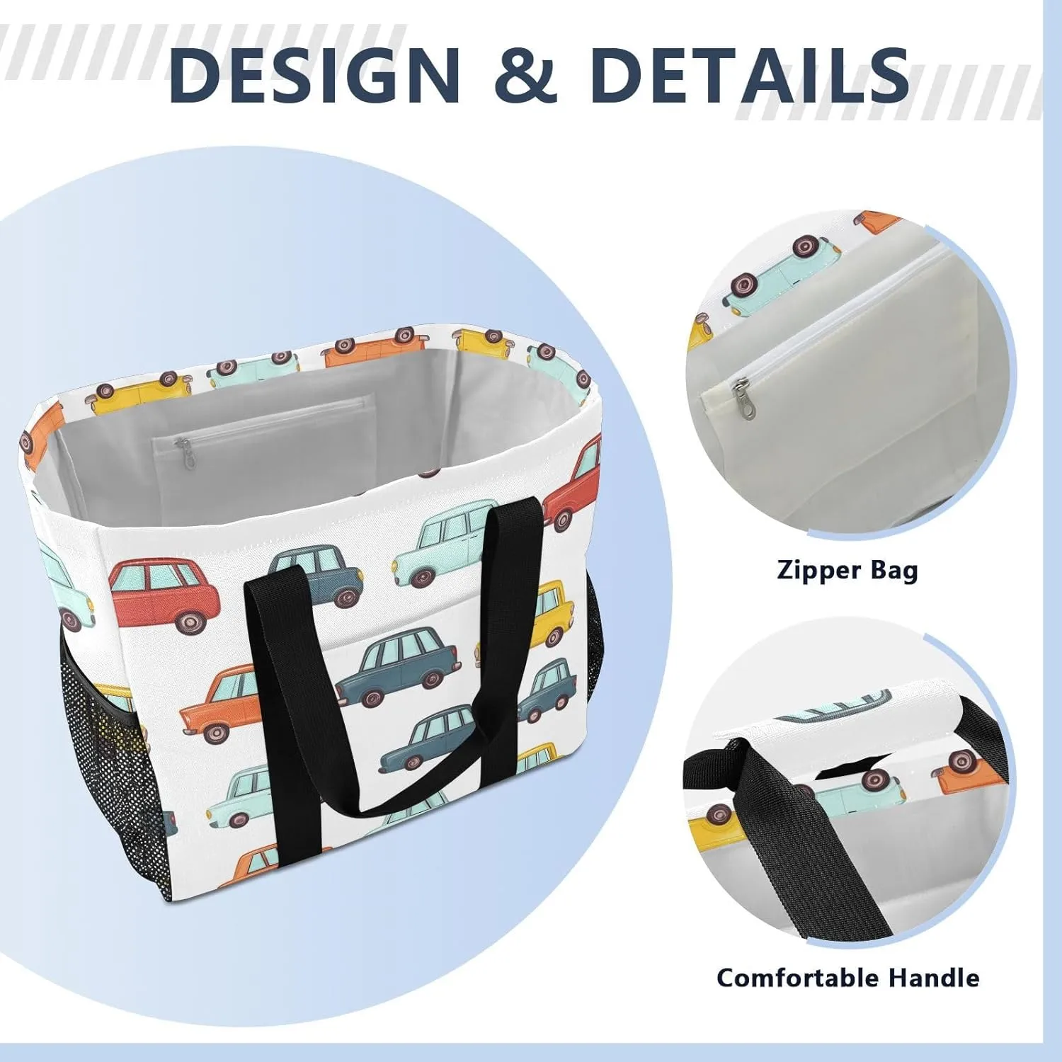 ALAZA Cute Tractor Vehicle Waterproof Beach Tote Bags