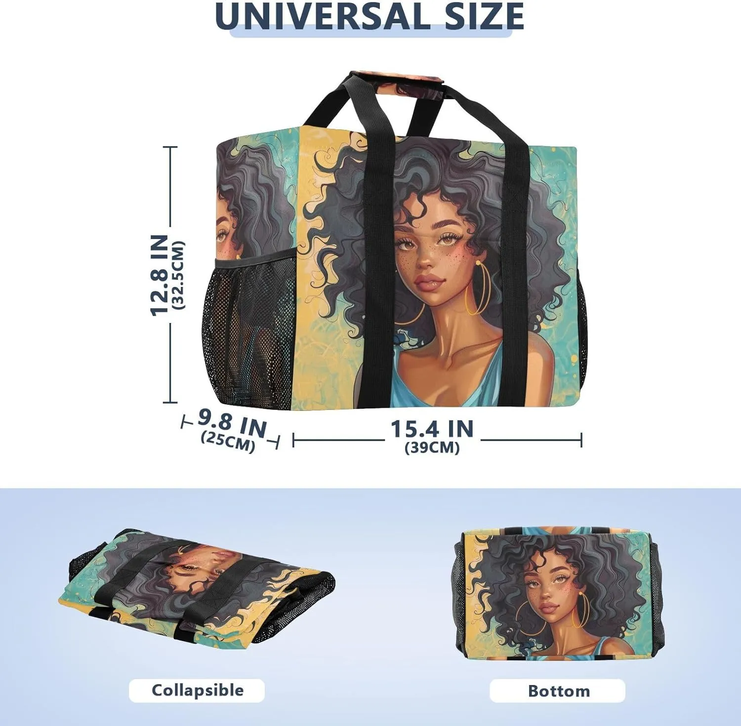 ALAZA Ethnic African Woman Waterproof Beach Tote Bags