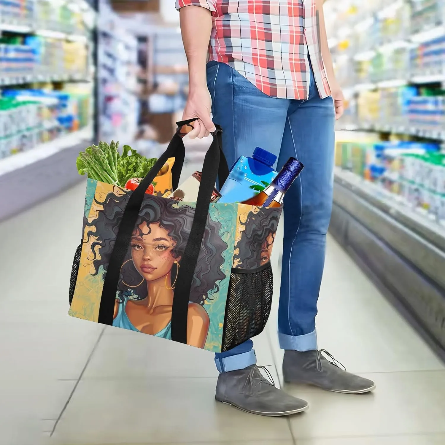 ALAZA Ethnic African Woman Waterproof Beach Tote Bags