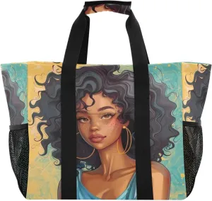 ALAZA Ethnic African Woman Waterproof Beach Tote Bags