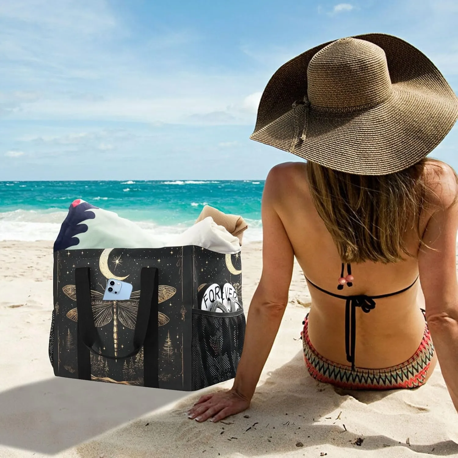 ALAZA Vintage Usa Eagles Waterproof Beach Tote Bags