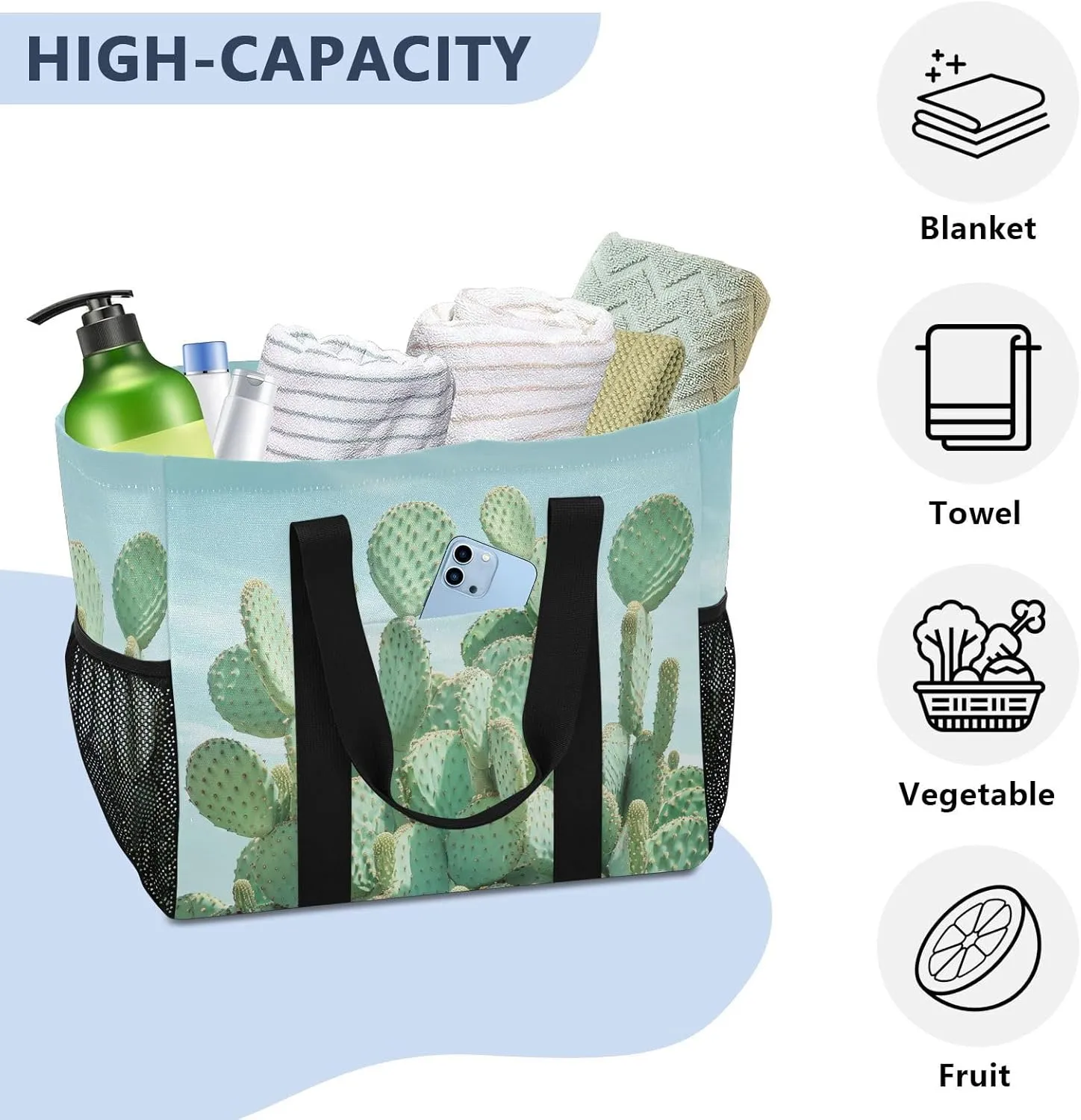 ALAZA Watercolor Colorful Tulips Waterproof Beach Tote Bags