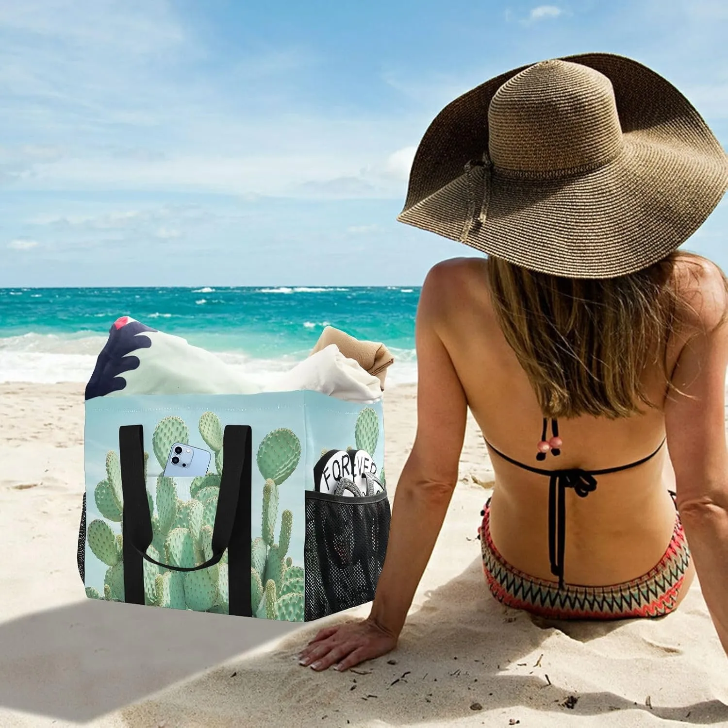 ALAZA Watercolor Colorful Tulips Waterproof Beach Tote Bags