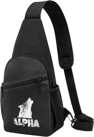 Alpha Lone Wolf Unisex Chest Bag Lightweight Crossbody Shoulder Bag Travel Pocket Black