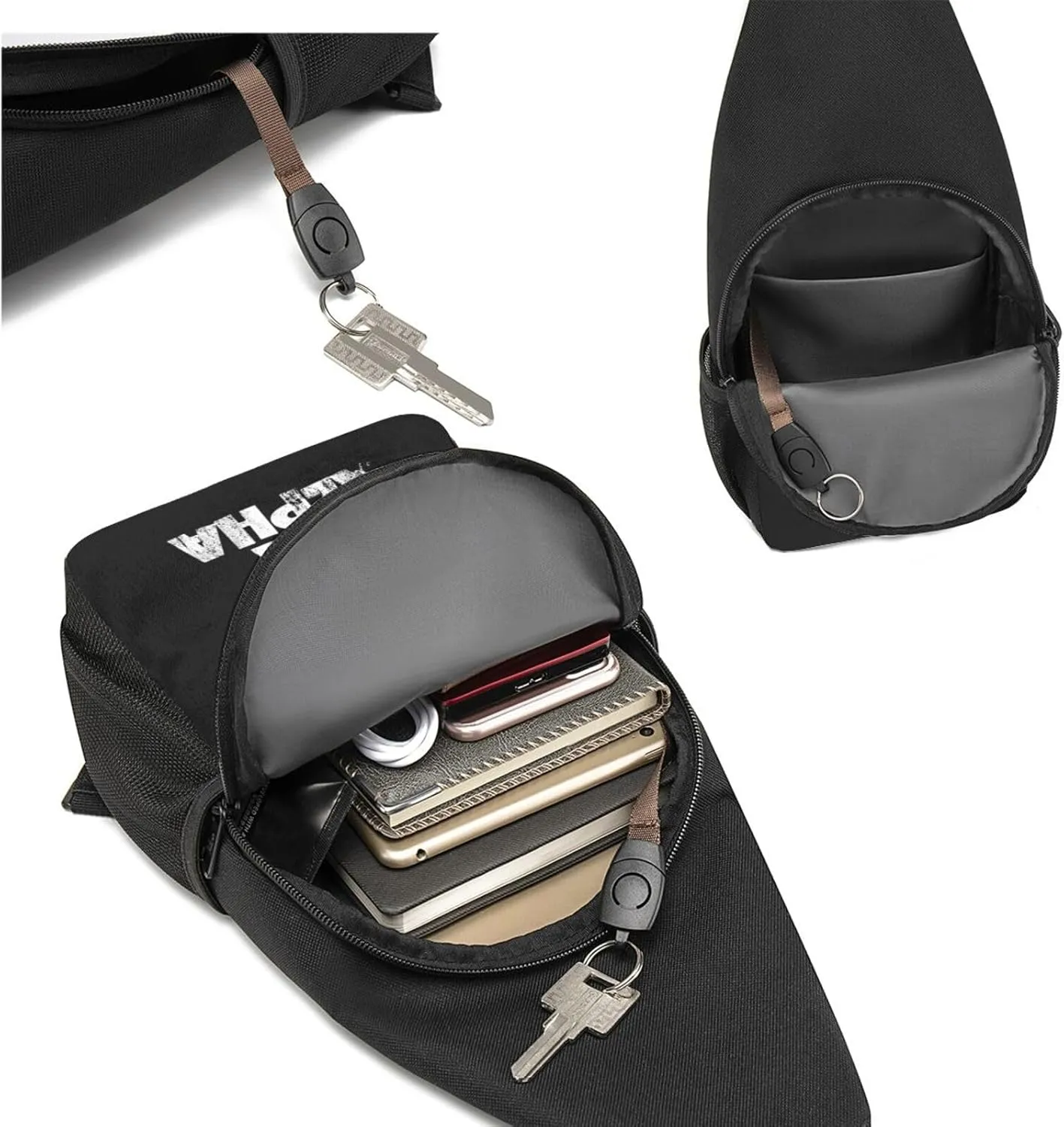 Alpha Lone Wolf Unisex Chest Bag Lightweight Crossbody Shoulder Bag Travel Pocket Black